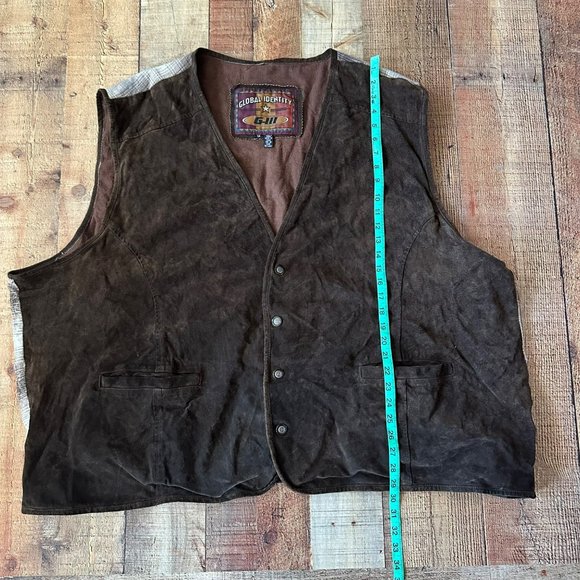 Mens G-III Global Identity Leather & Plaid Vest With Button Closure Size 5X - Picture 5 of 6